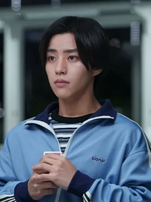 Daigo Kotaro Striped Sleeves Navy Collar Zipper Track Jacket